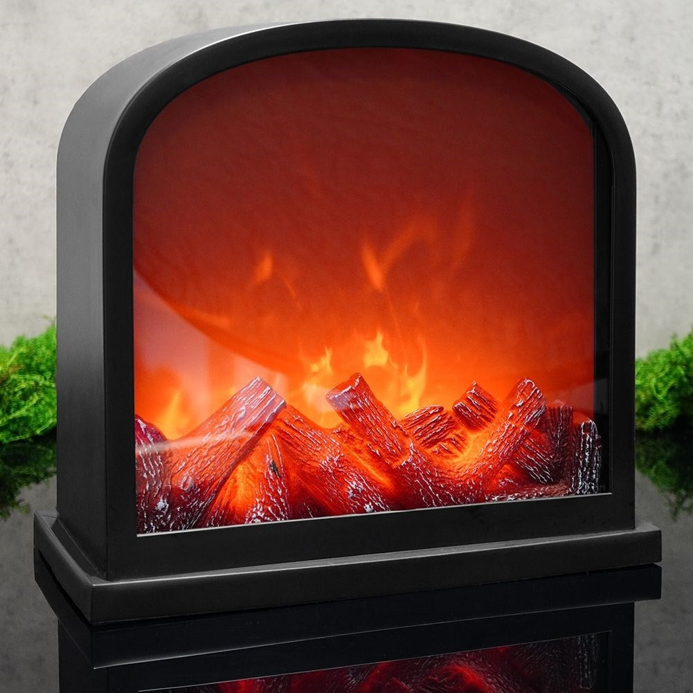 Electric fireplace with realistic LED lights and flames