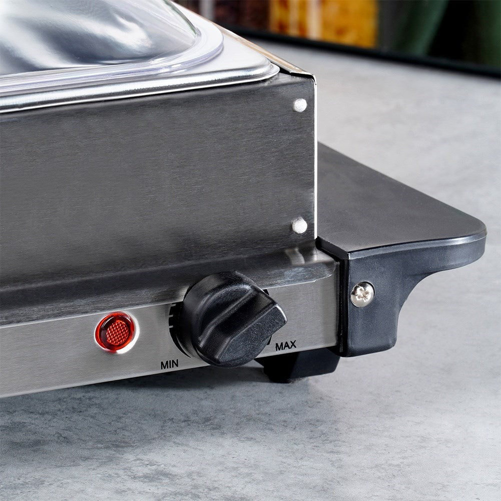 Electric food warmer, steel, 2 inserts