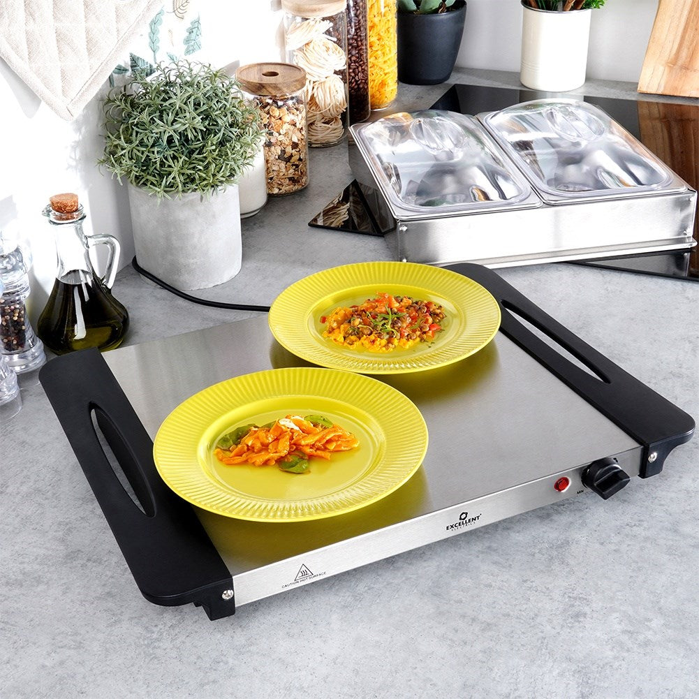 Electric food warmer, steel, 2 inserts