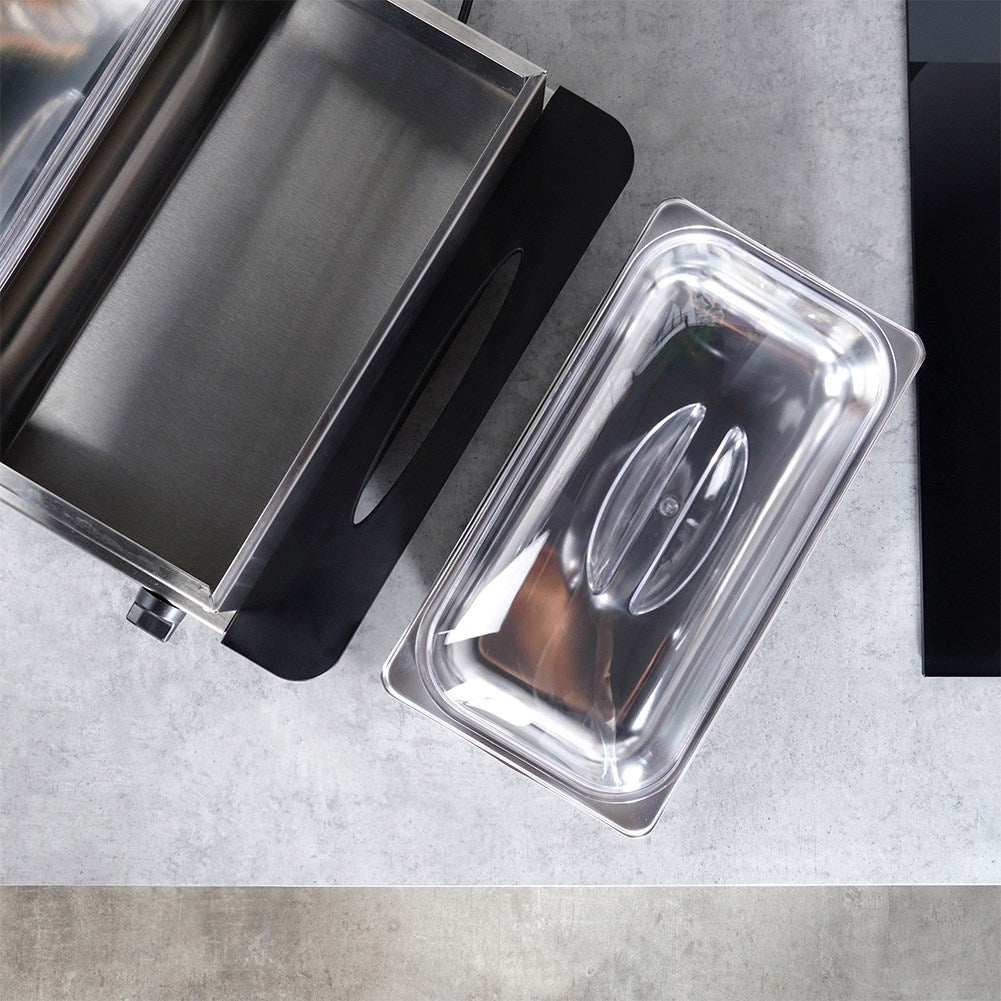 Electric food warmer, steel, 2 inserts