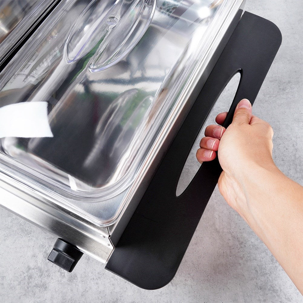 Electric food warmer, steel, 2 inserts