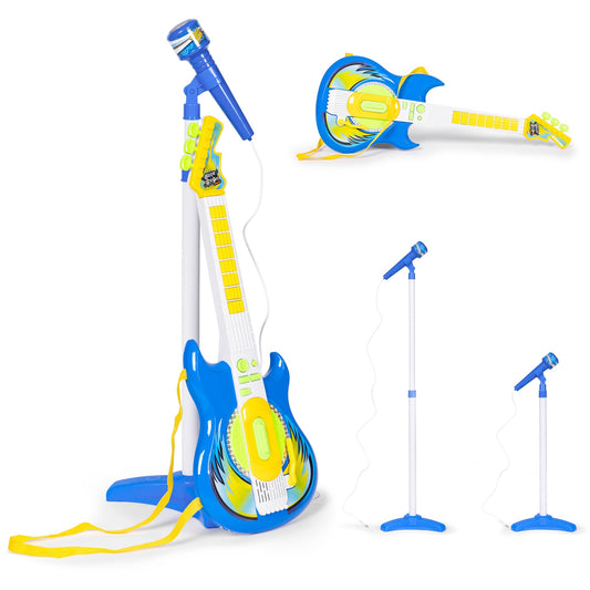 Electric guitar microphone stand set for children mp3 - blue