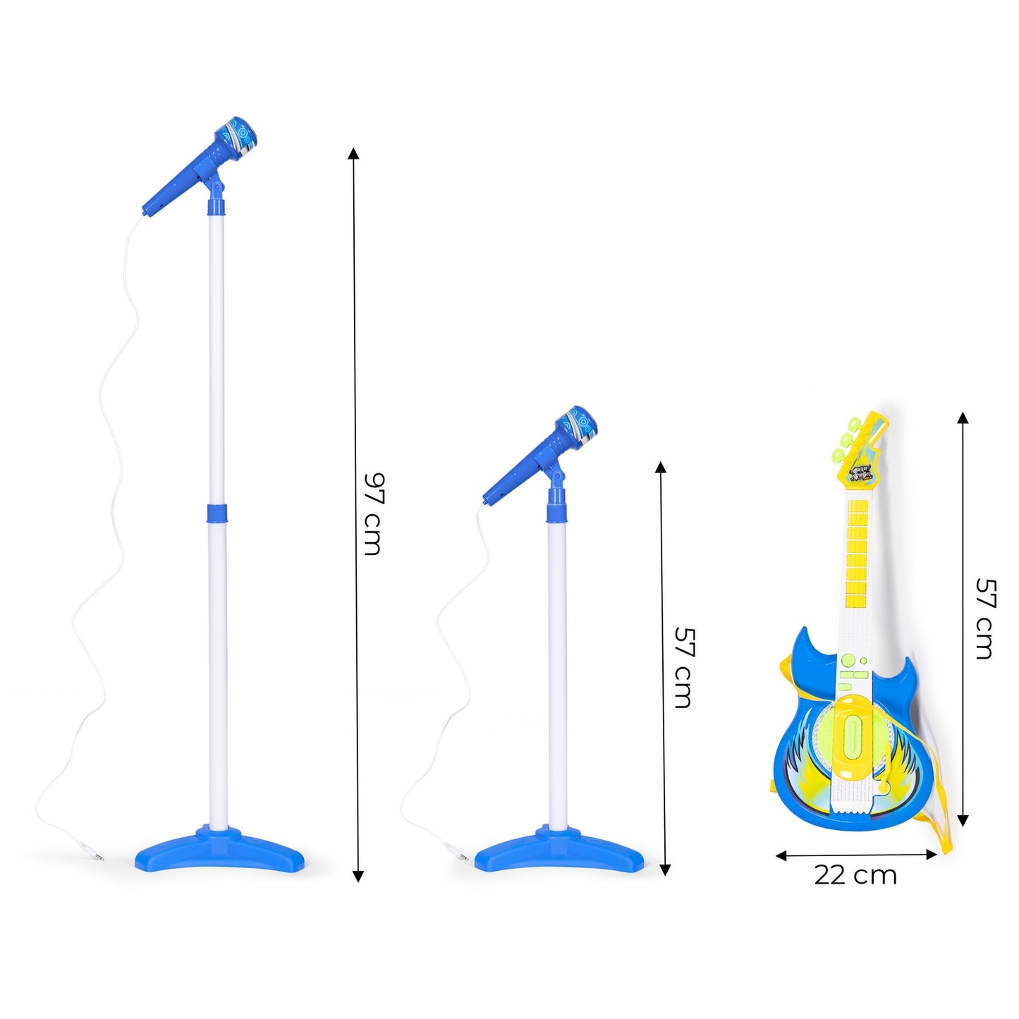 Electric guitar microphone stand set for children mp3 - blue