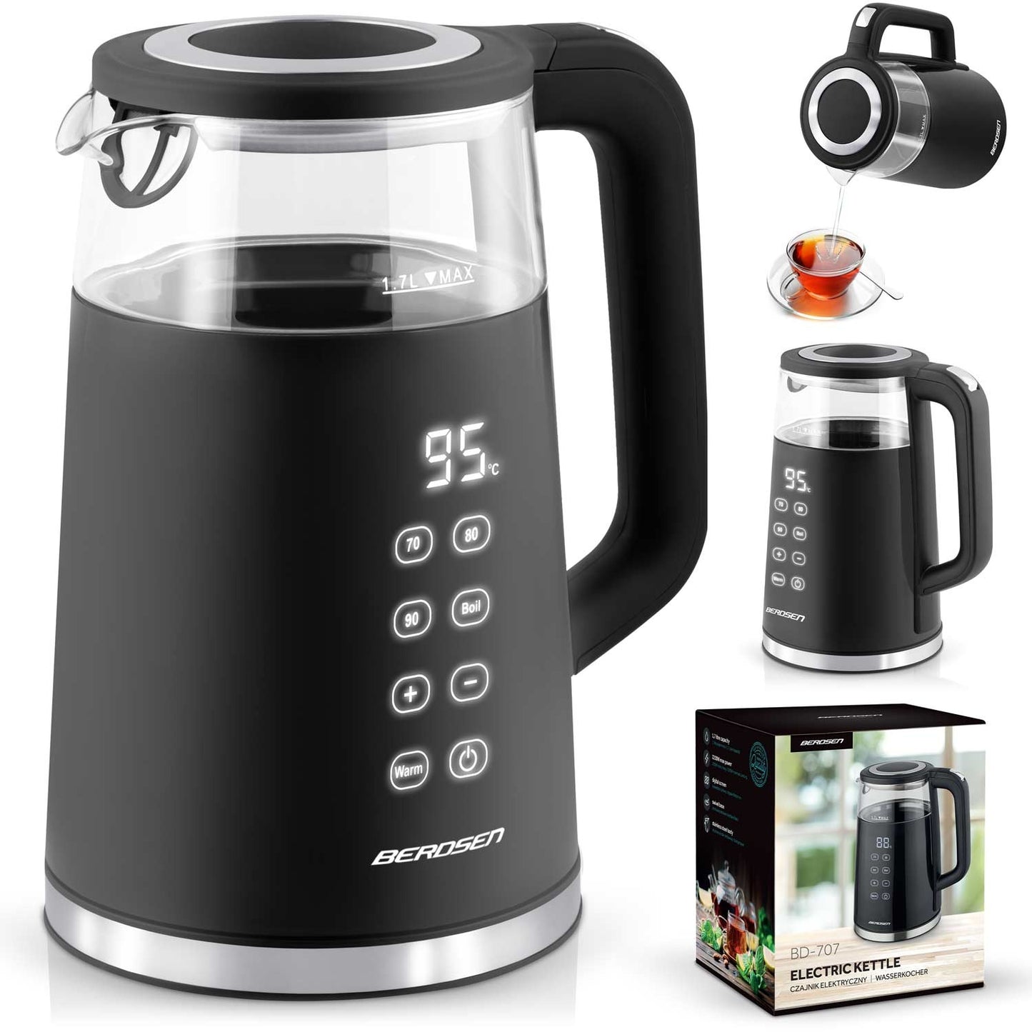 Electric kettle 1.7l Berdsen BD-707 black