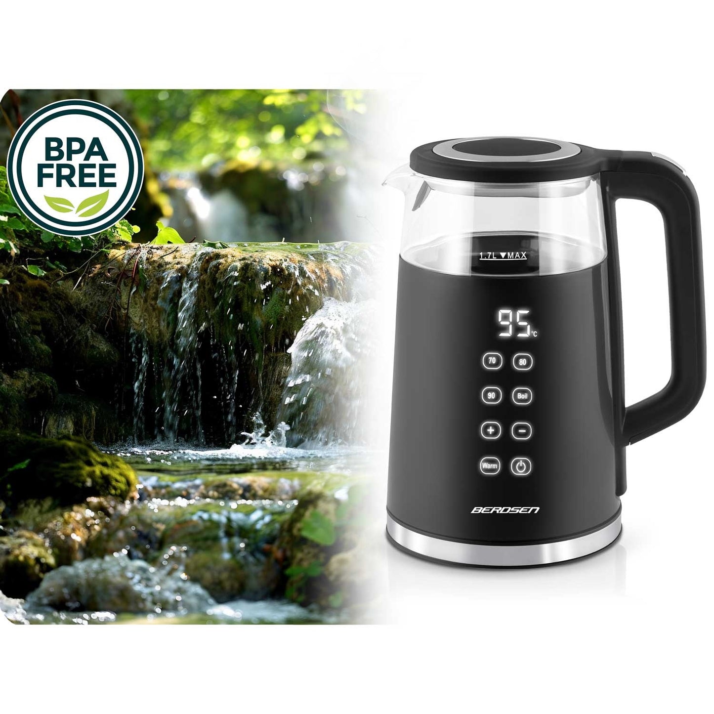 Electric kettle 1.7l Berdsen BD-707 black