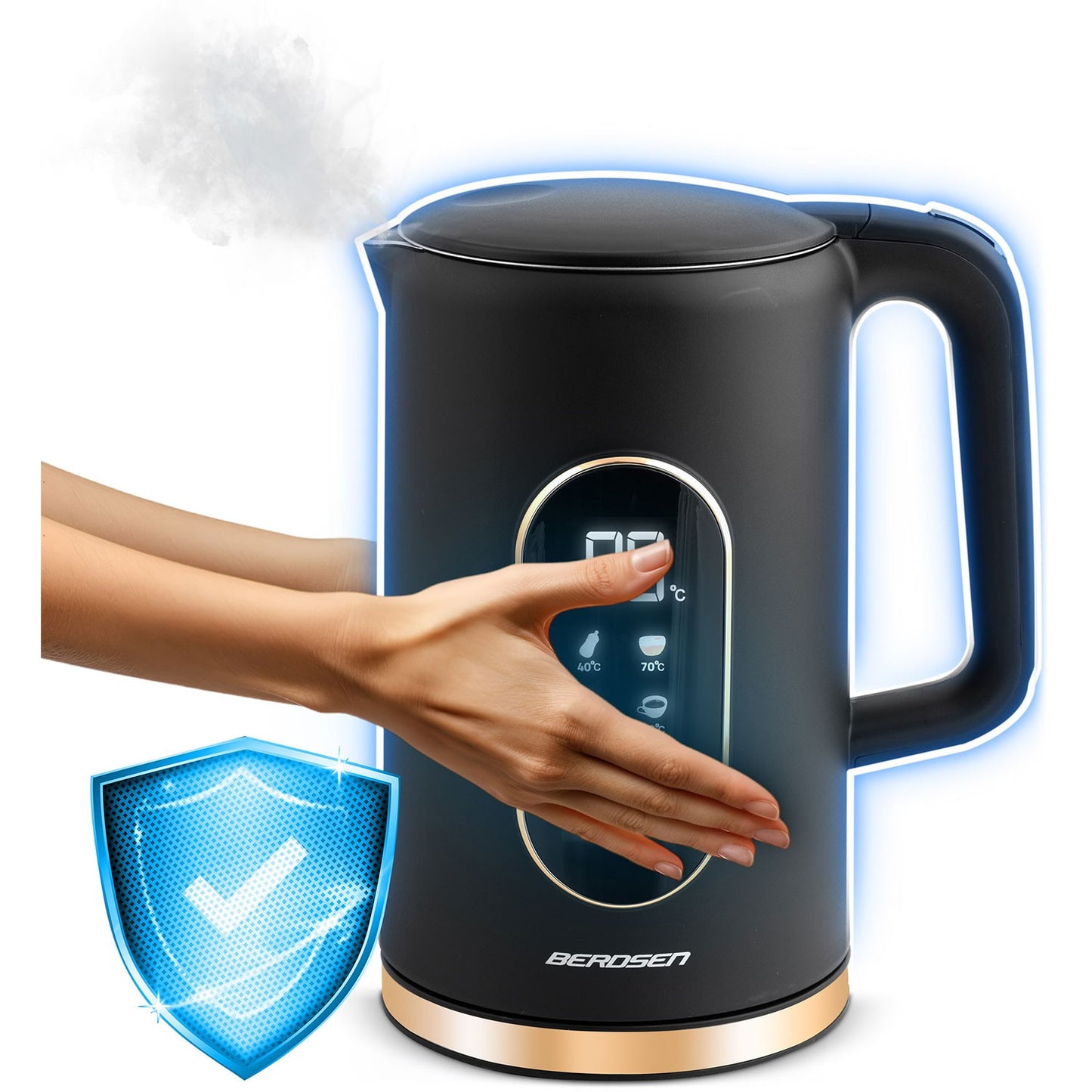 Electric kettle 1.7l Berdsen BD-712 black and gold