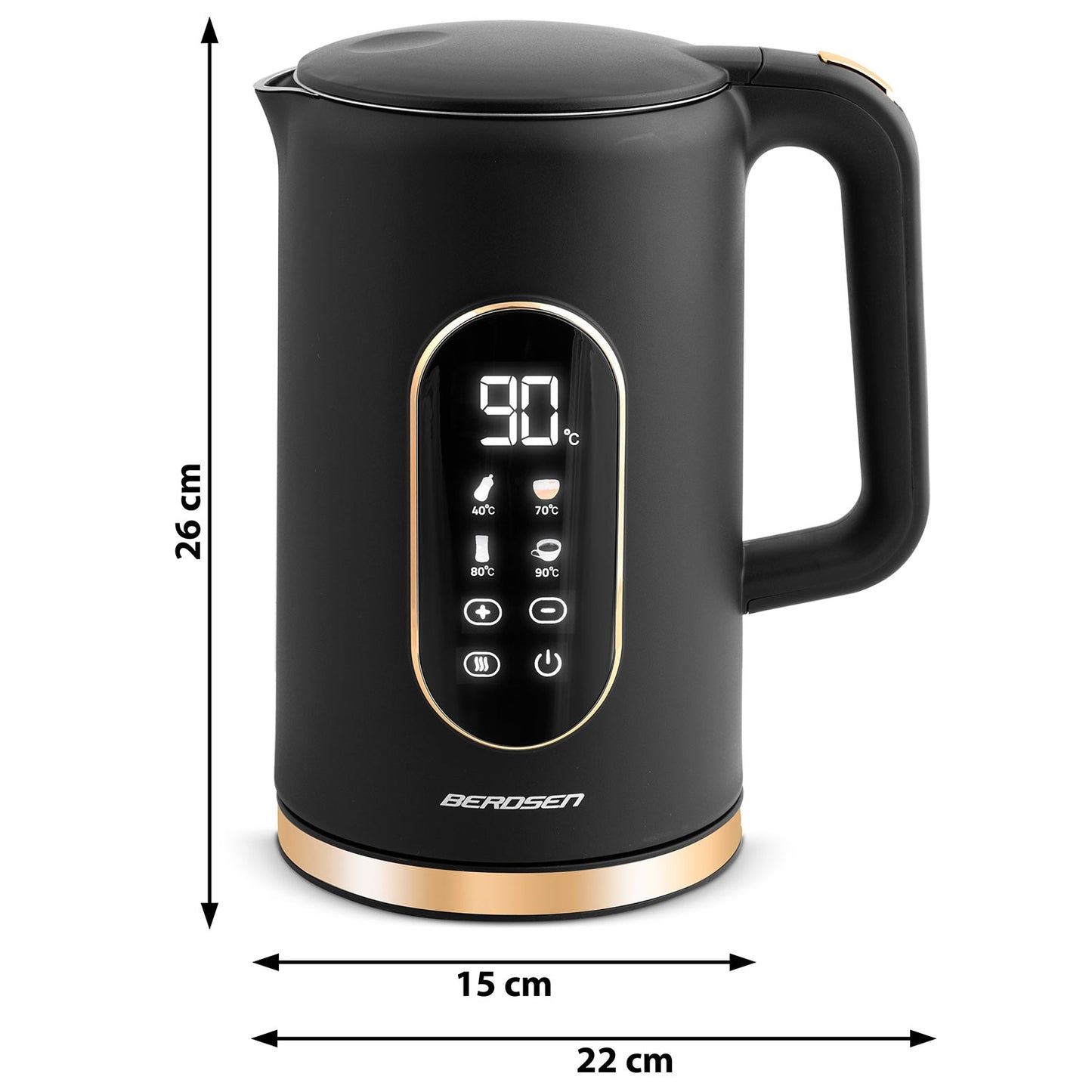 Electric kettle 1.7l Berdsen BD-712 black and gold