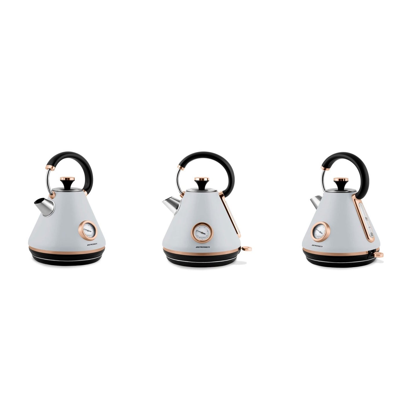 Electric kettle with thermometer, 1.7L, grey, BD-701