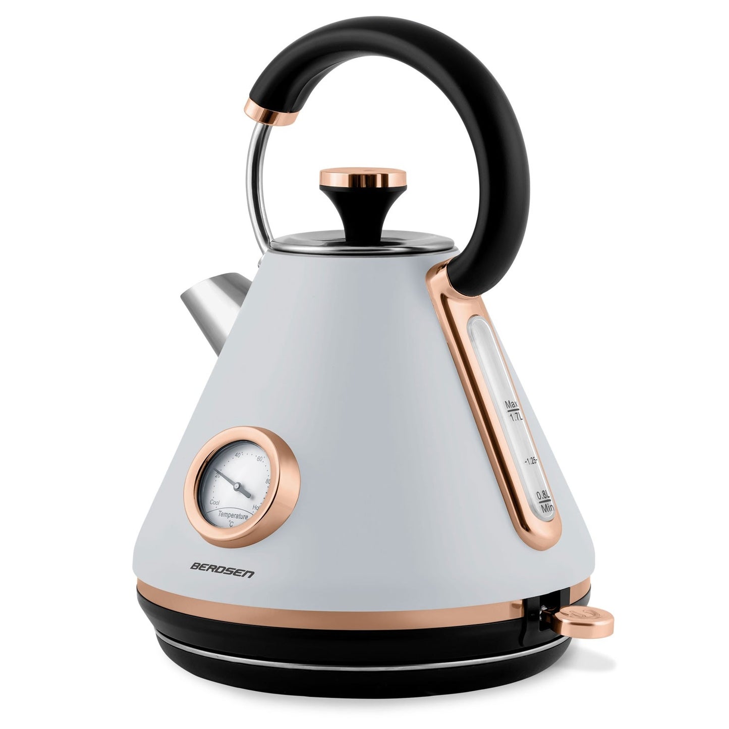 Electric kettle with thermometer, 1.7L, grey, BD-701