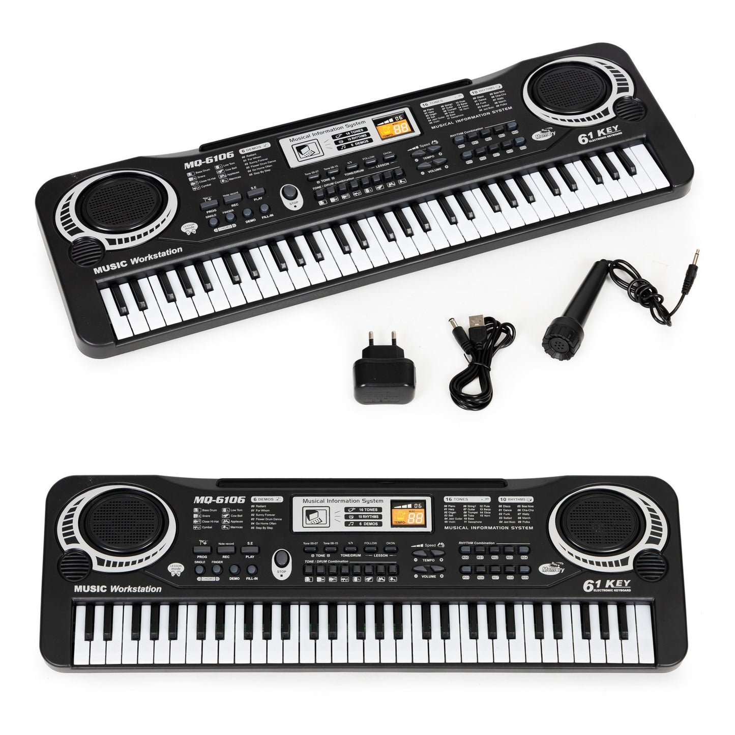 Electric piano keyboard with microphone for children