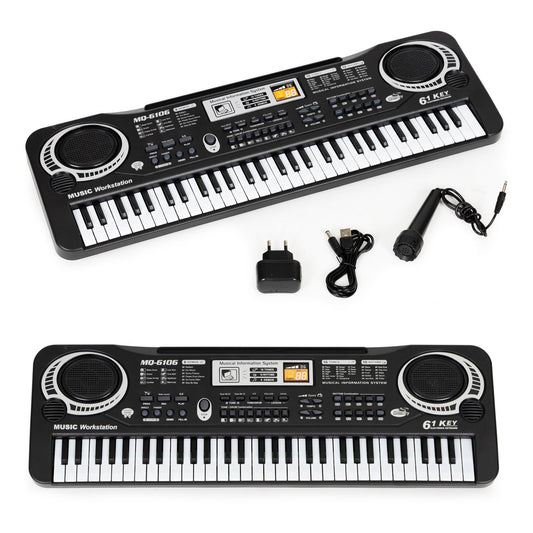 Electric piano keyboard with microphone for children