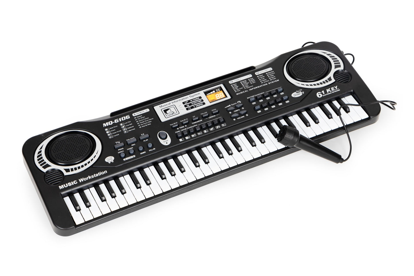 Electric piano keyboard with microphone for children