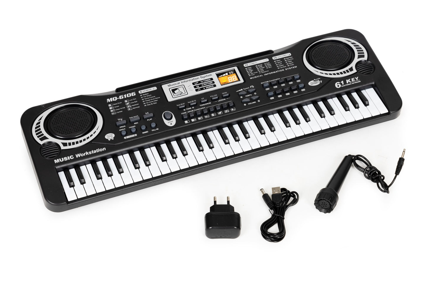 Electric piano keyboard with microphone for children
