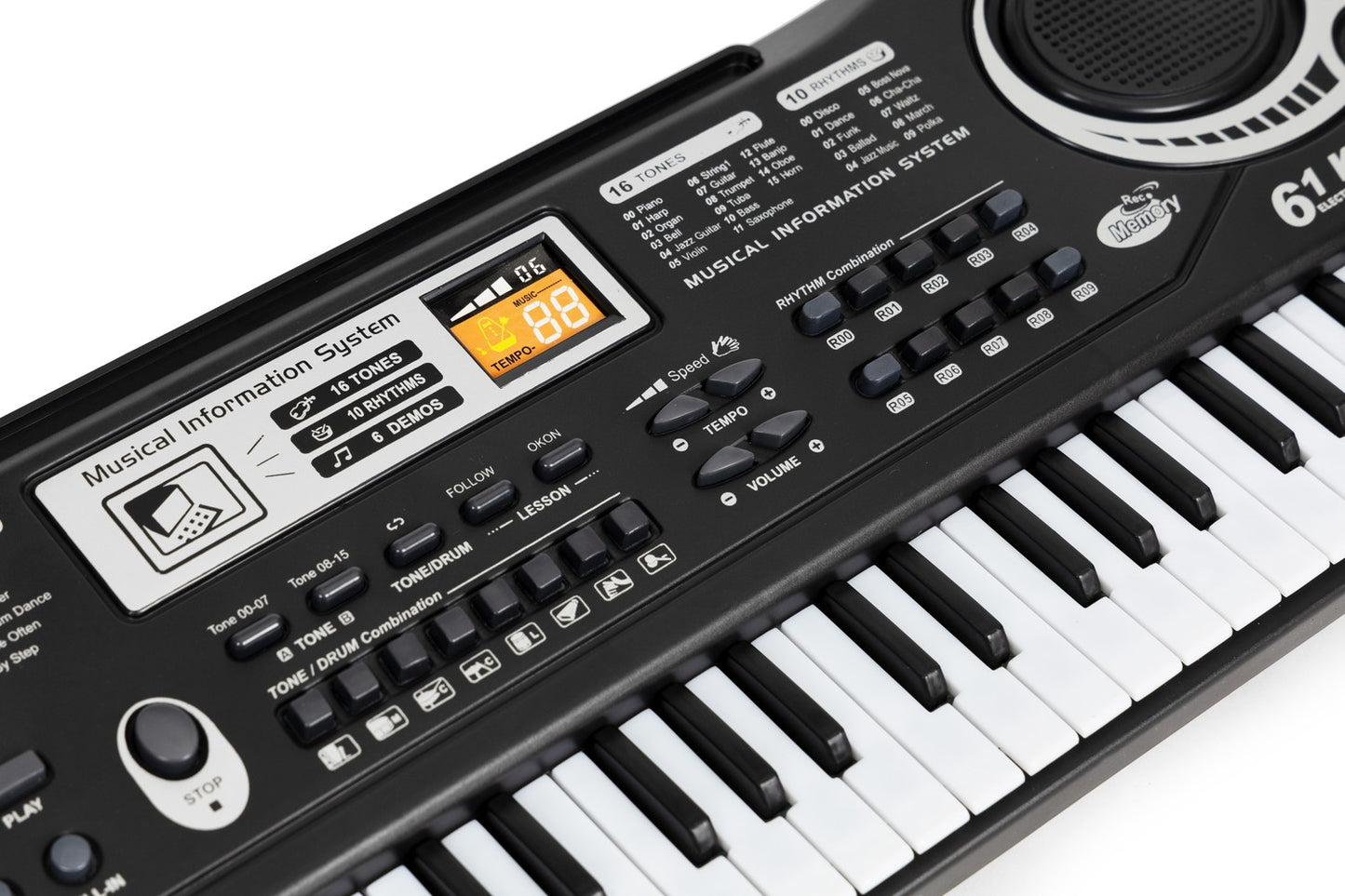 Electric piano keyboard with microphone for children