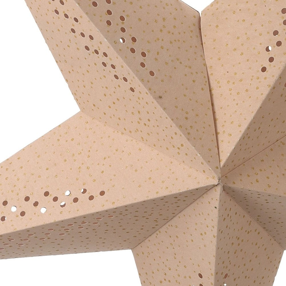 Electric poinsettia in beige paper with golden decorations