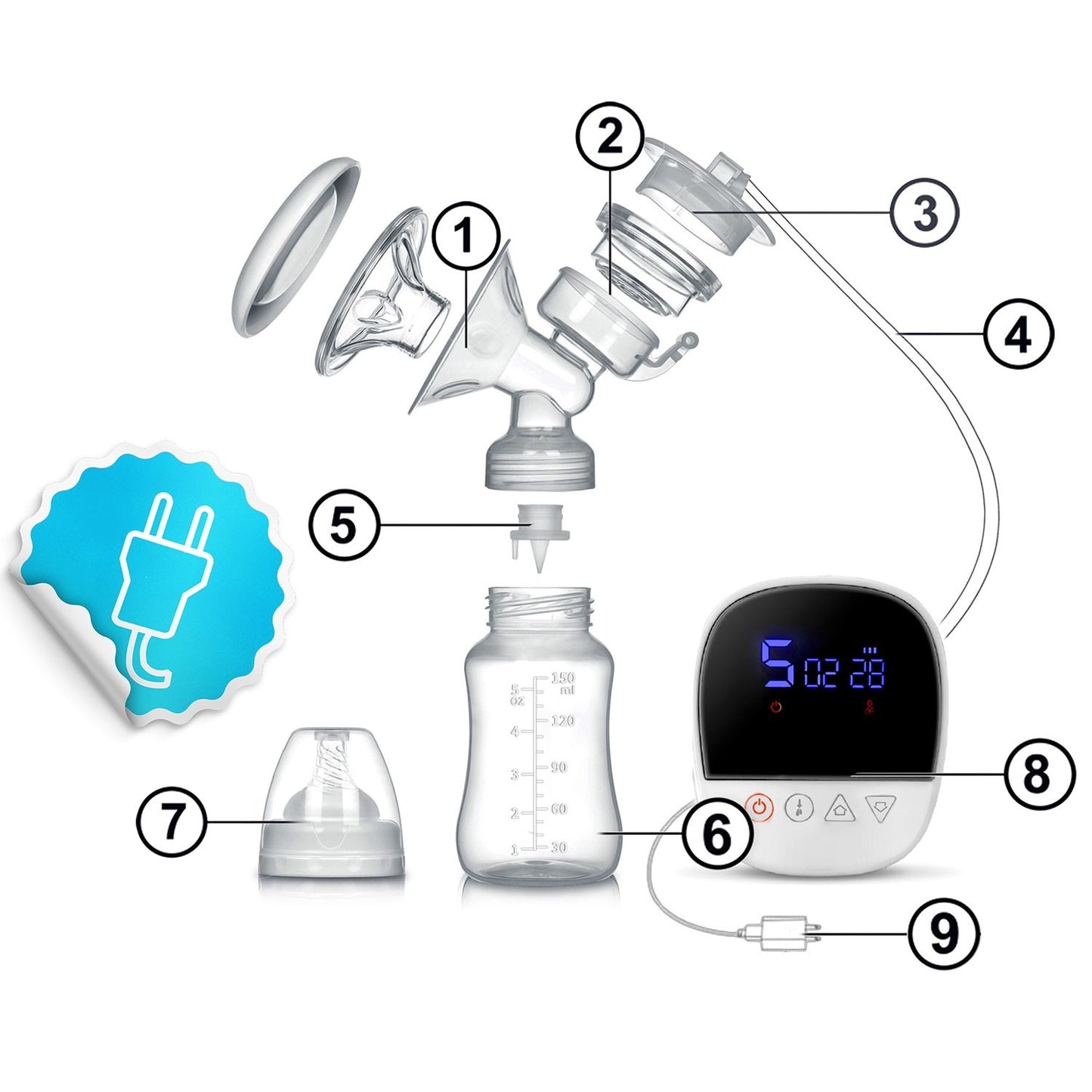 Electric two-phase breast pump Berdsen 5906