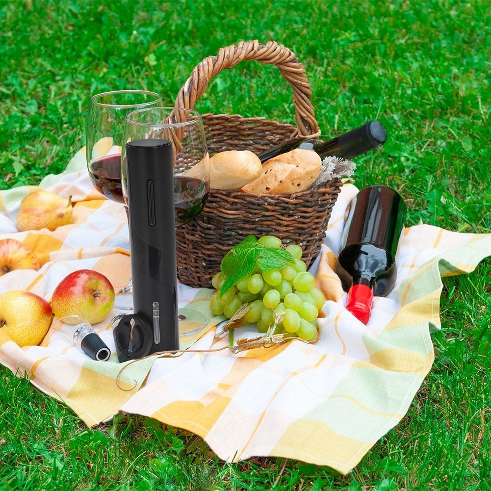 Electric wine opener with foil cutter for quick bottle opening