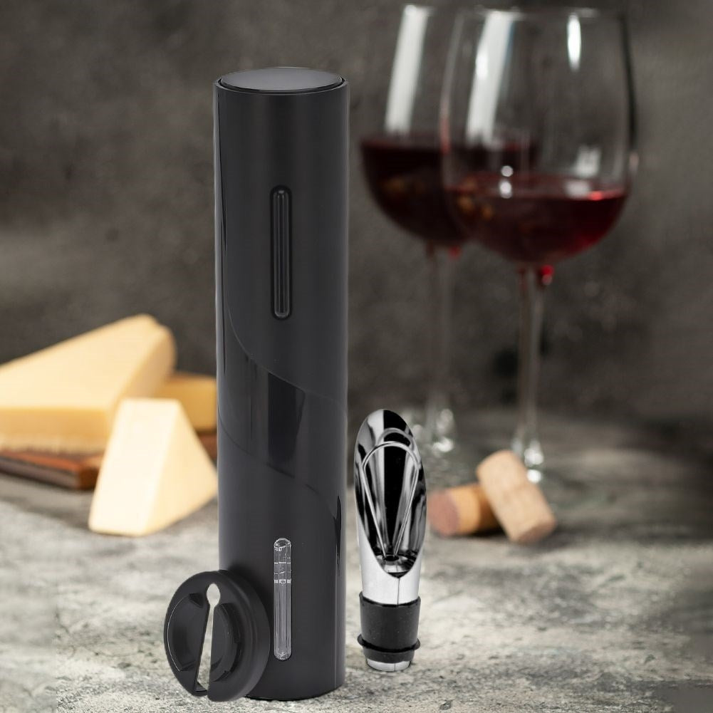 Electric wine opener with foil cutter for quick bottle opening