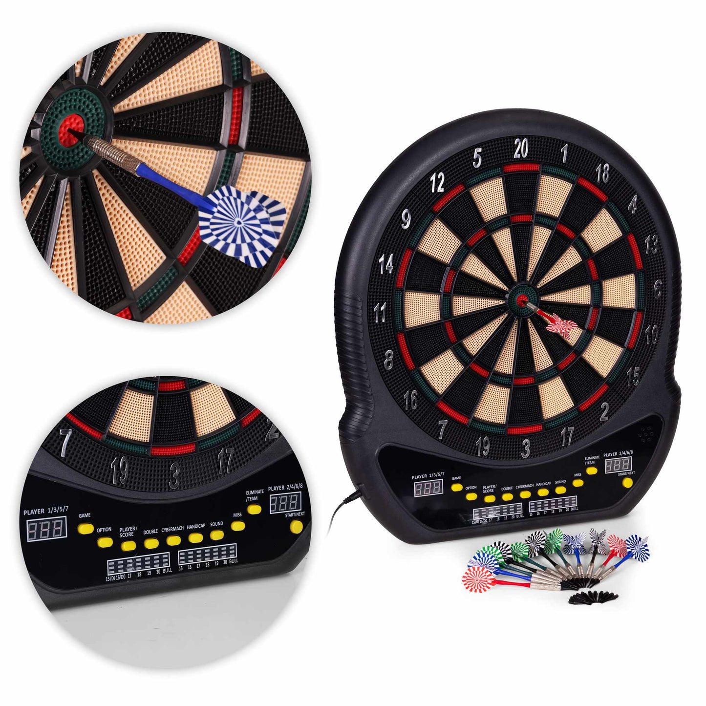Electronic Dartboard Set, 27 Games, 12 Darts, LCD Display