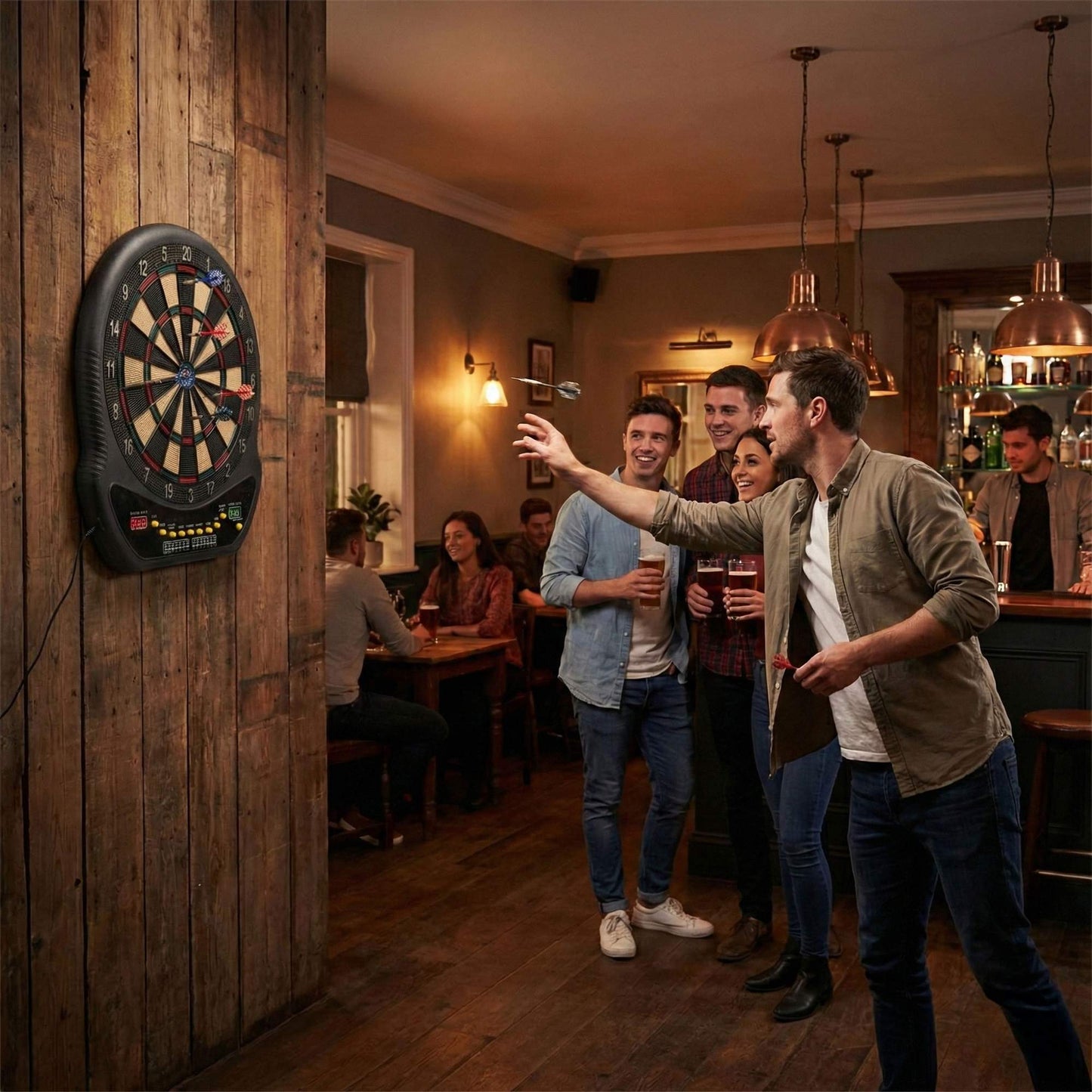 Electronic Dartboard Set, 27 Games, 12 Darts, LCD Display