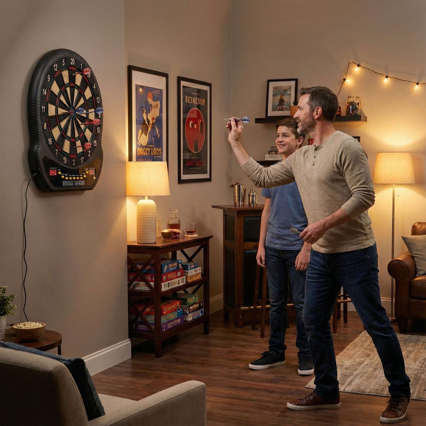 Electronic Dartboard Set, 27 Games, 12 Darts, LCD Display