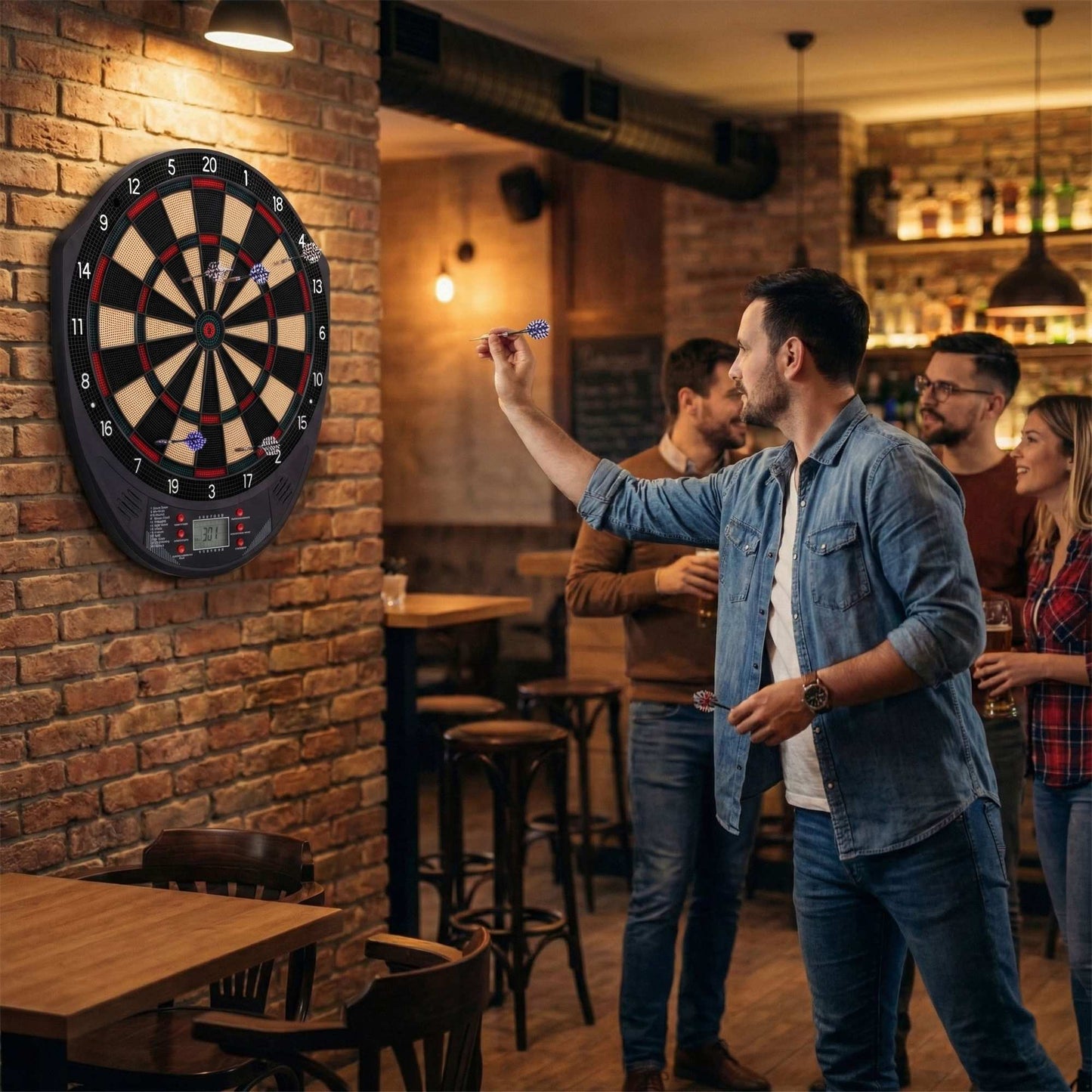 Electronic Dartboard Set, 41cm, 26 Games, 6 Darts