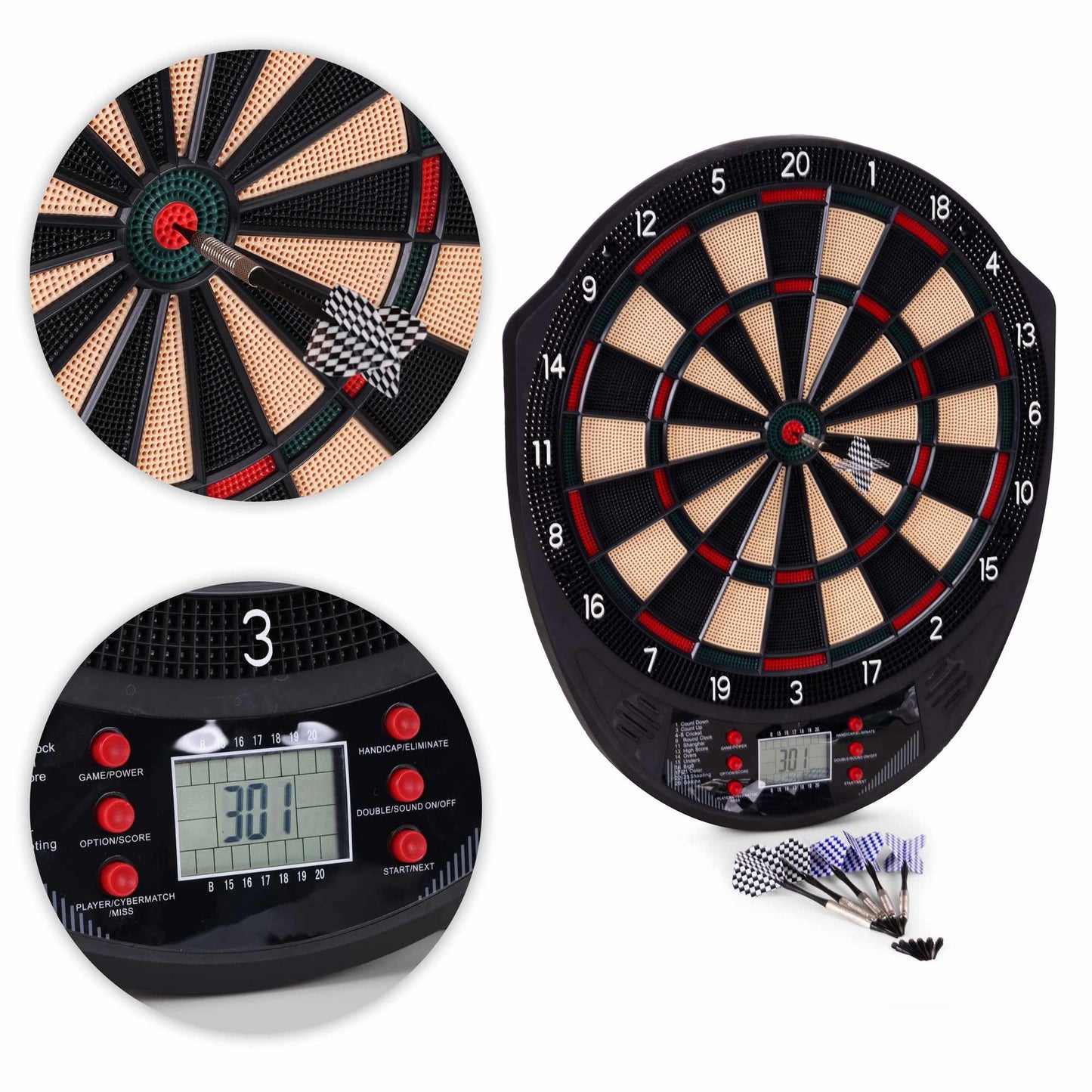 Electronic Dartboard Set, 41cm, 26 Games, 6 Darts