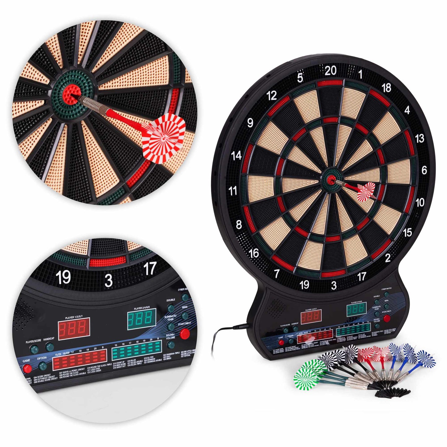 Electronic Dartboard Set, 42 cm, 27 Games, 12 Darts