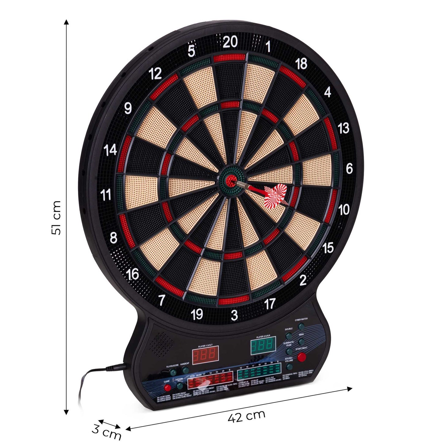 Electronic Dartboard Set, 42 cm, 27 Games, 12 Darts