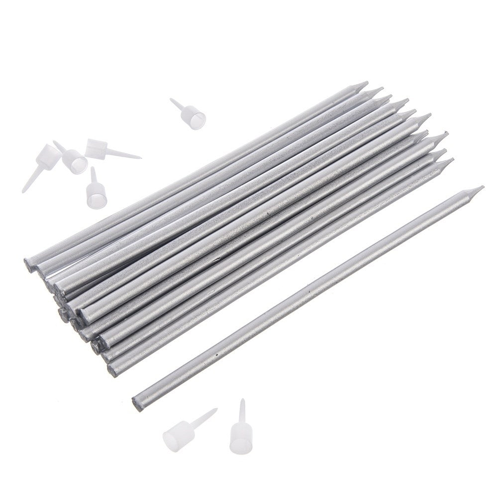 Elegant 14.5 cm silver candles with holders for stability