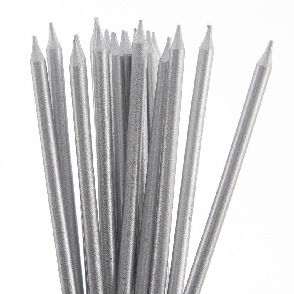 Elegant 14.5 cm silver candles with holders for stability