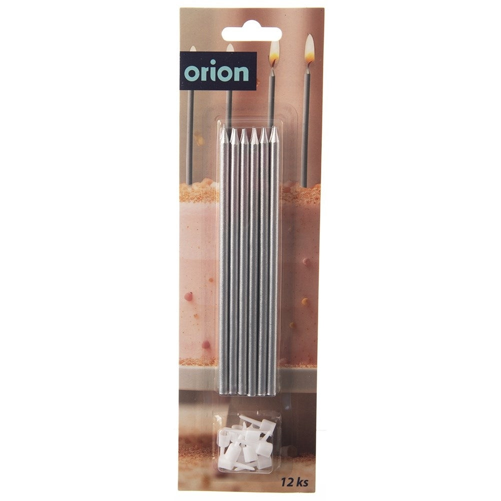 Elegant 14.5 cm silver candles with holders for stability