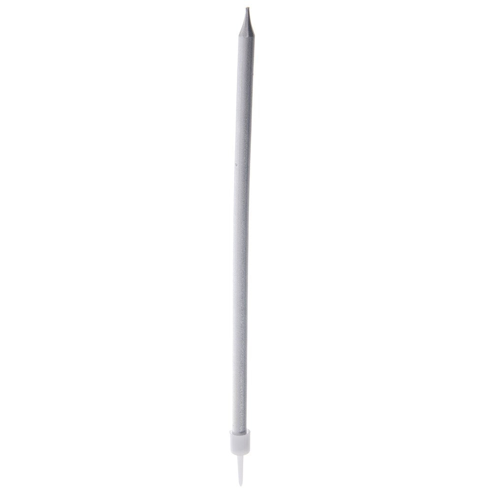 Elegant 14.5 cm silver candles with holders for stability
