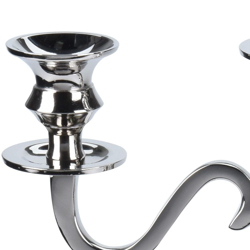 Elegant 3-armed candlestick in classic silver finish