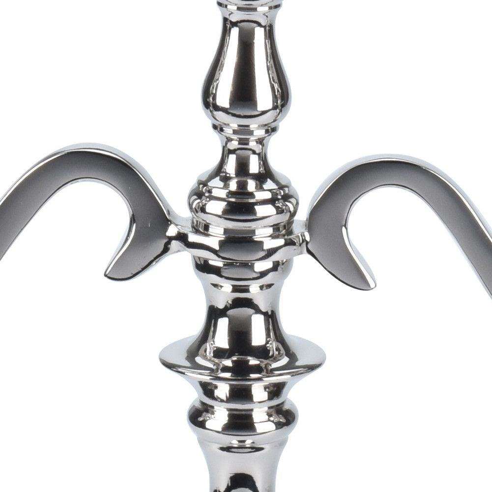 Elegant 3-armed candlestick in classic silver finish