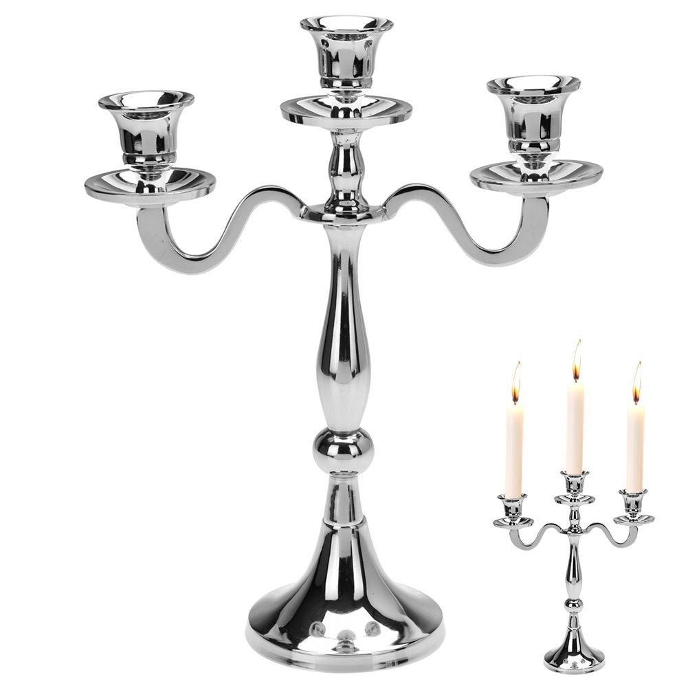 Elegant 3-armed candlestick in classic silver style