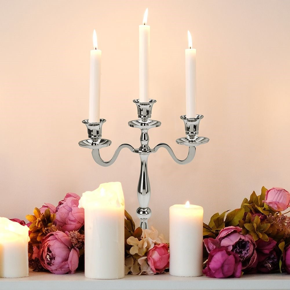 Elegant 3-armed candlestick in classic silver style