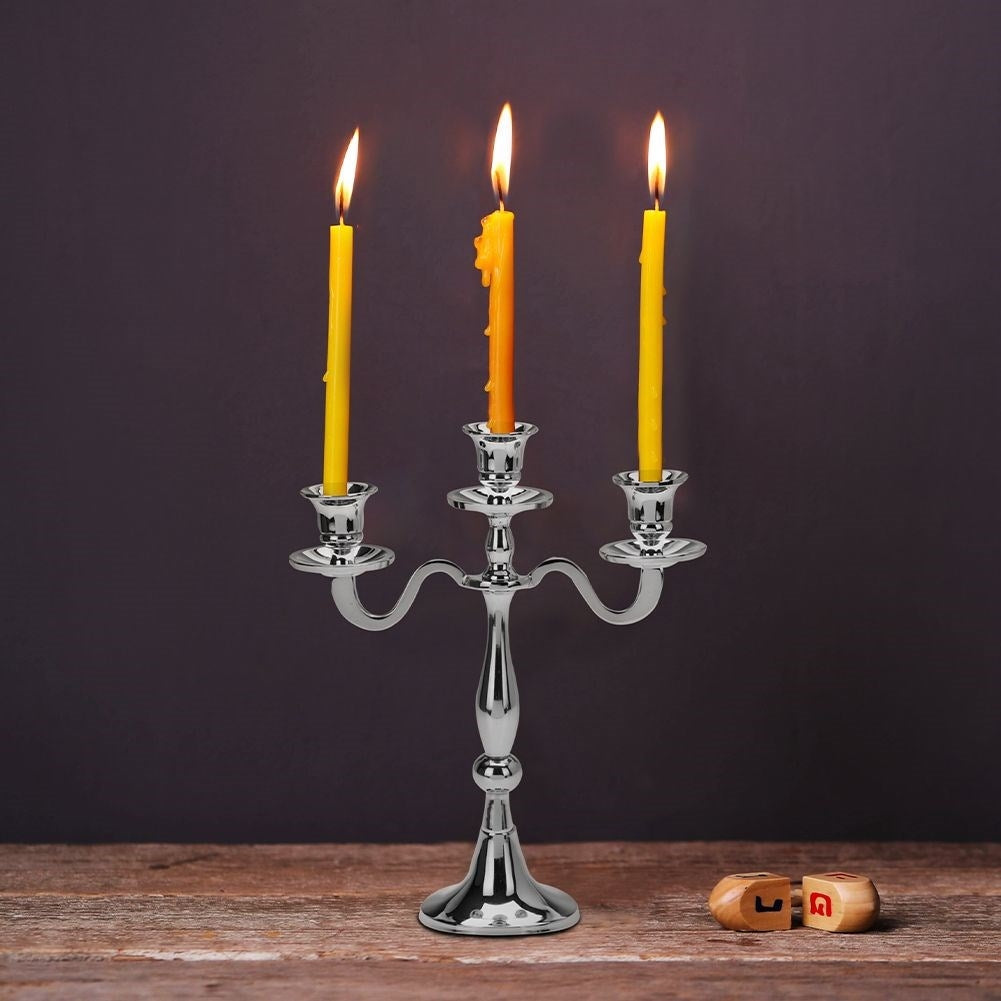 Elegant 3-armed candlestick in classic silver style