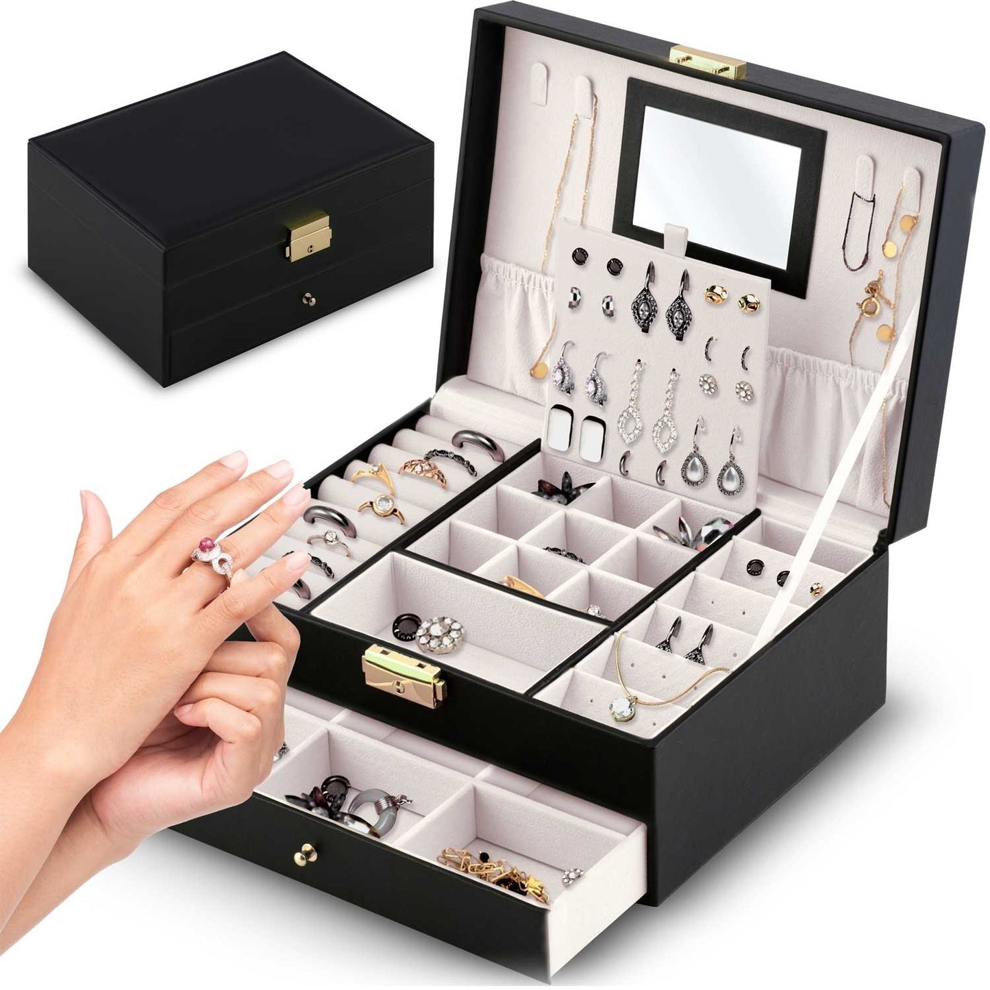 Elegant Black Jewelry Box MS-709 Massido