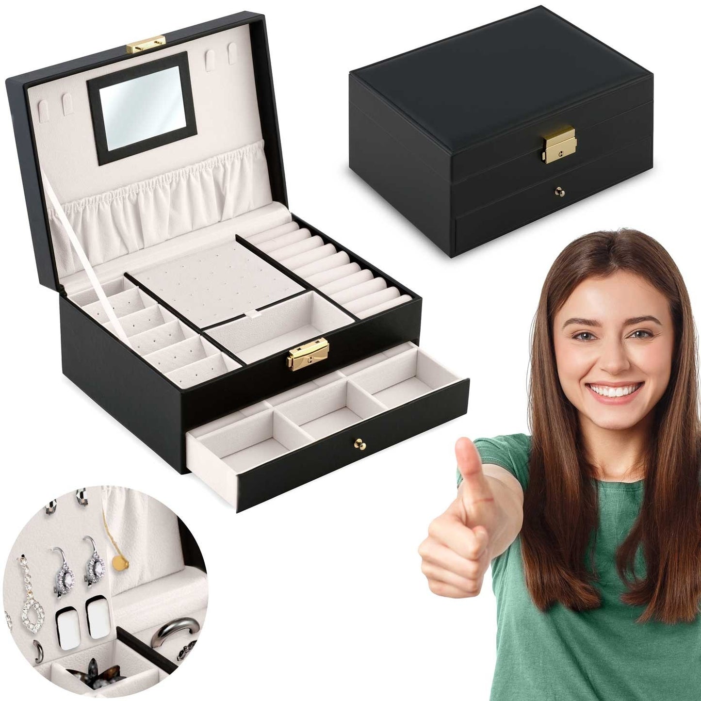 Elegant Black Jewelry Box MS-709 Massido