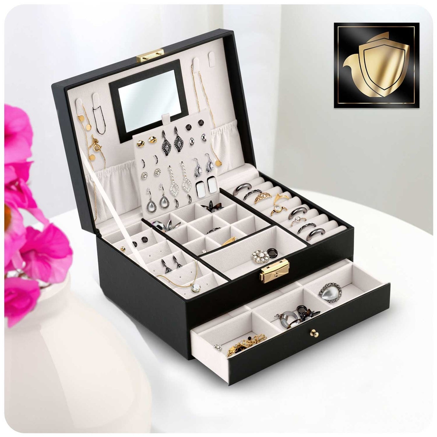 Elegant Black Jewelry Box MS-709 Massido