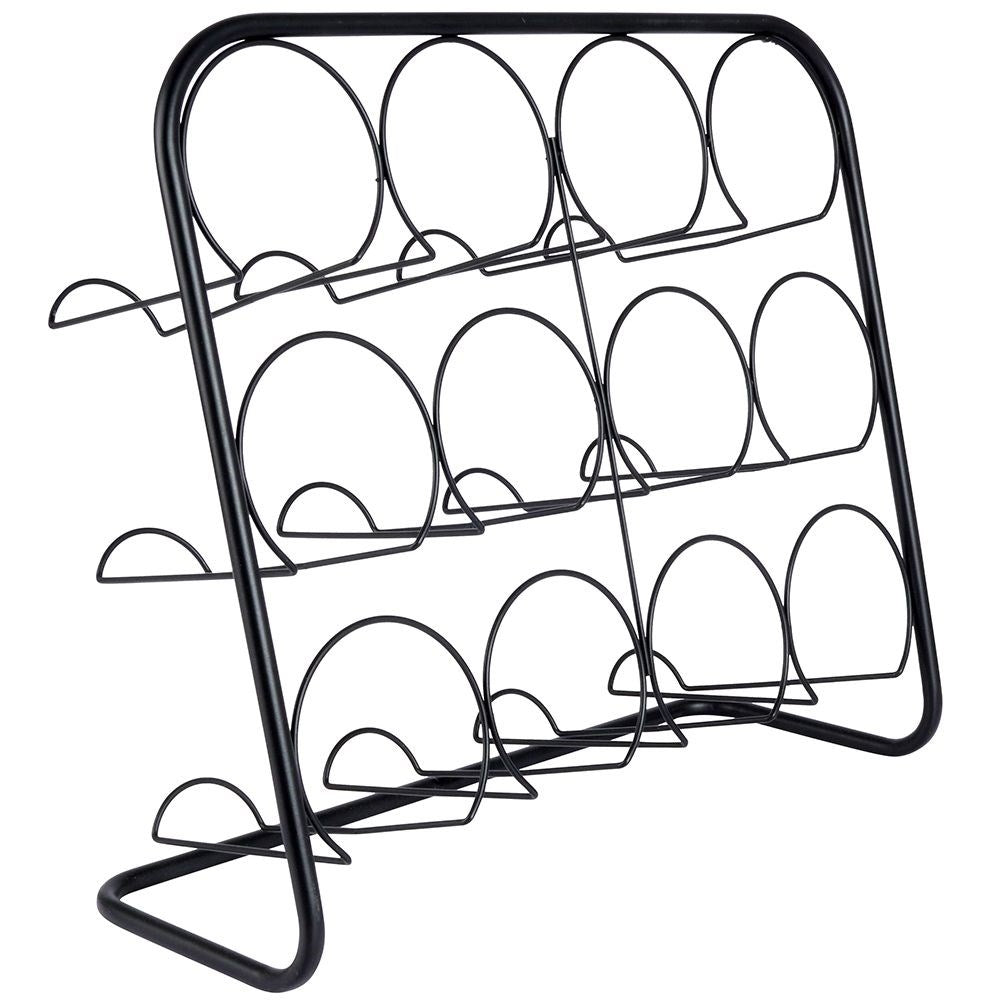 Elegant Black Metal Wine Rack - Space for 12 Bottles
