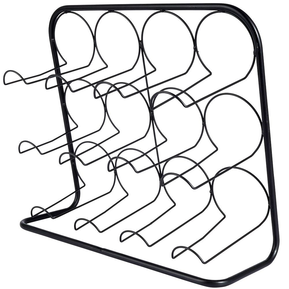 Elegant Black Metal Wine Rack - Space for 12 Bottles