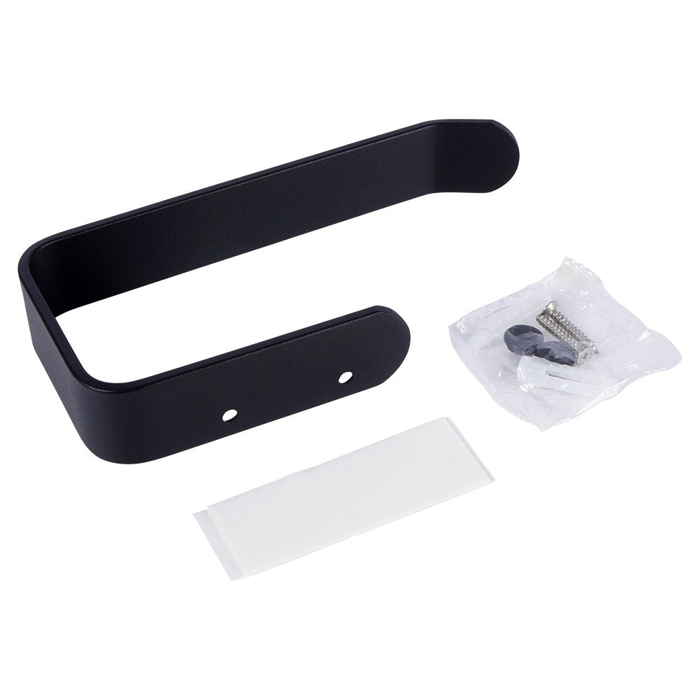 Elegant Black Toilet Roll Holder with Mounting Details