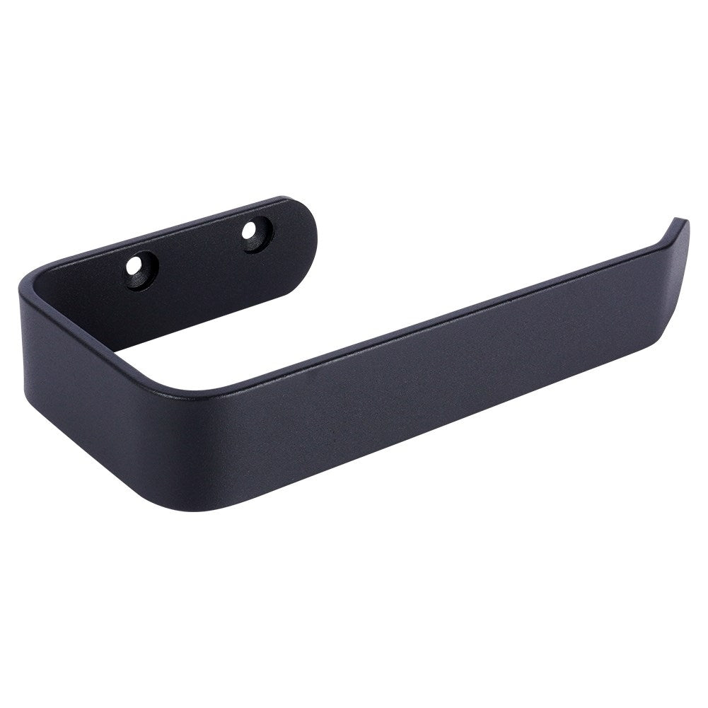 Elegant Black Toilet Roll Holder with Mounting Details