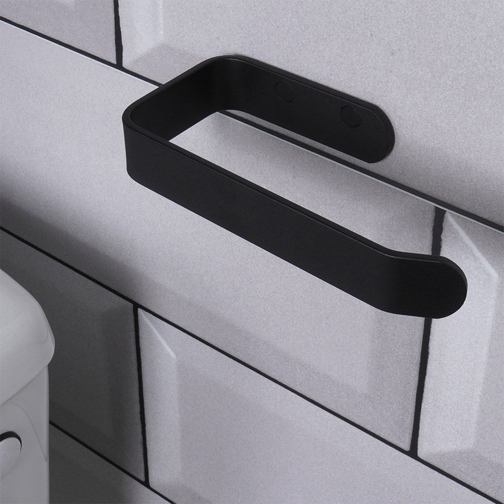 Elegant Black Toilet Roll Holder with Mounting Details
