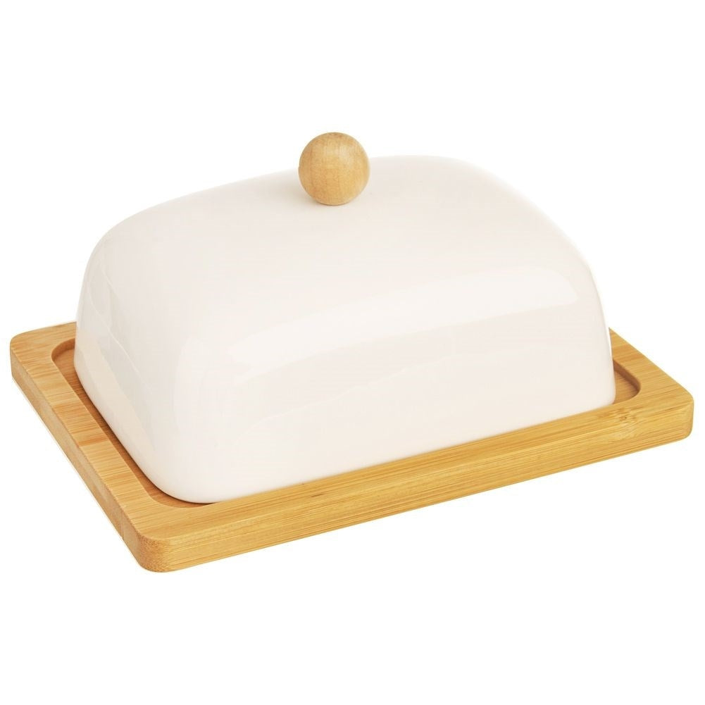 Elegant Butter Change in Porcelain and Bamboo