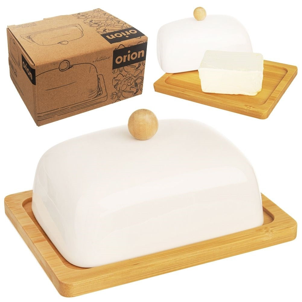 Elegant Butter Change in Porcelain and Bamboo