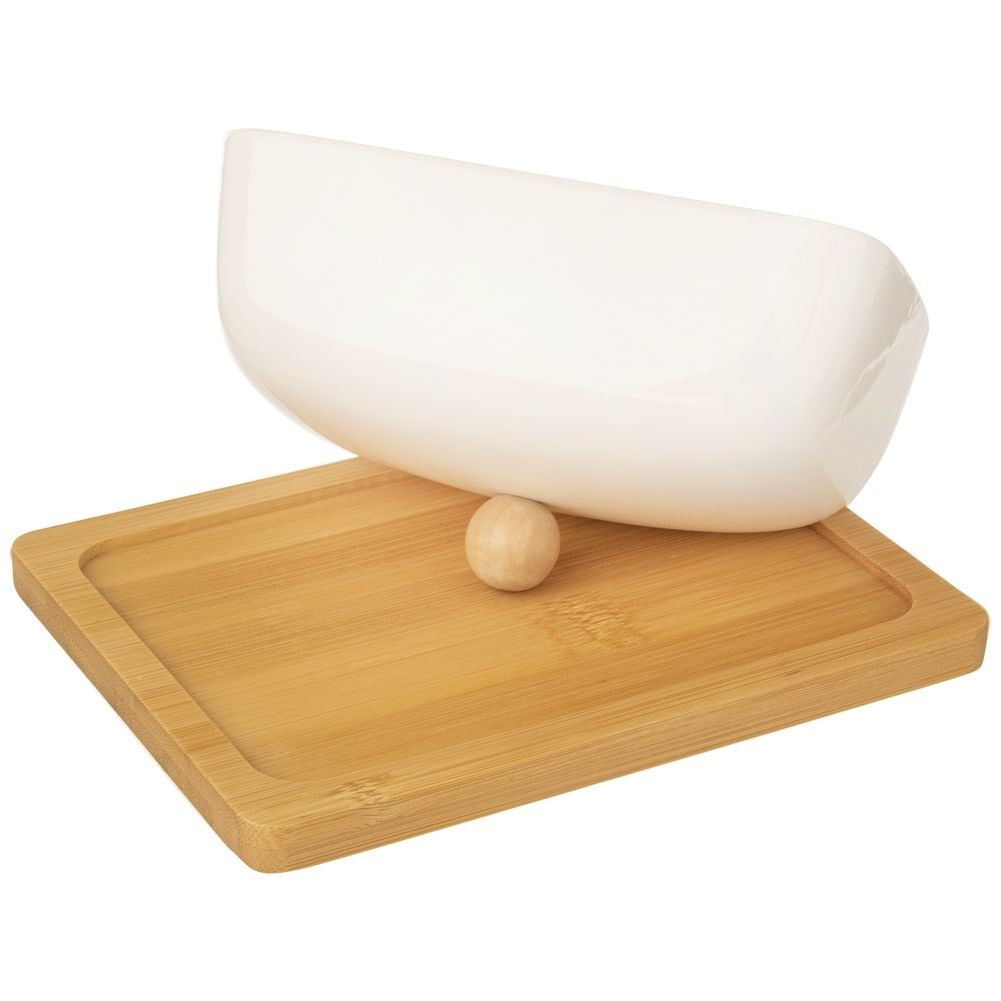 Elegant Butter Change in Porcelain and Bamboo