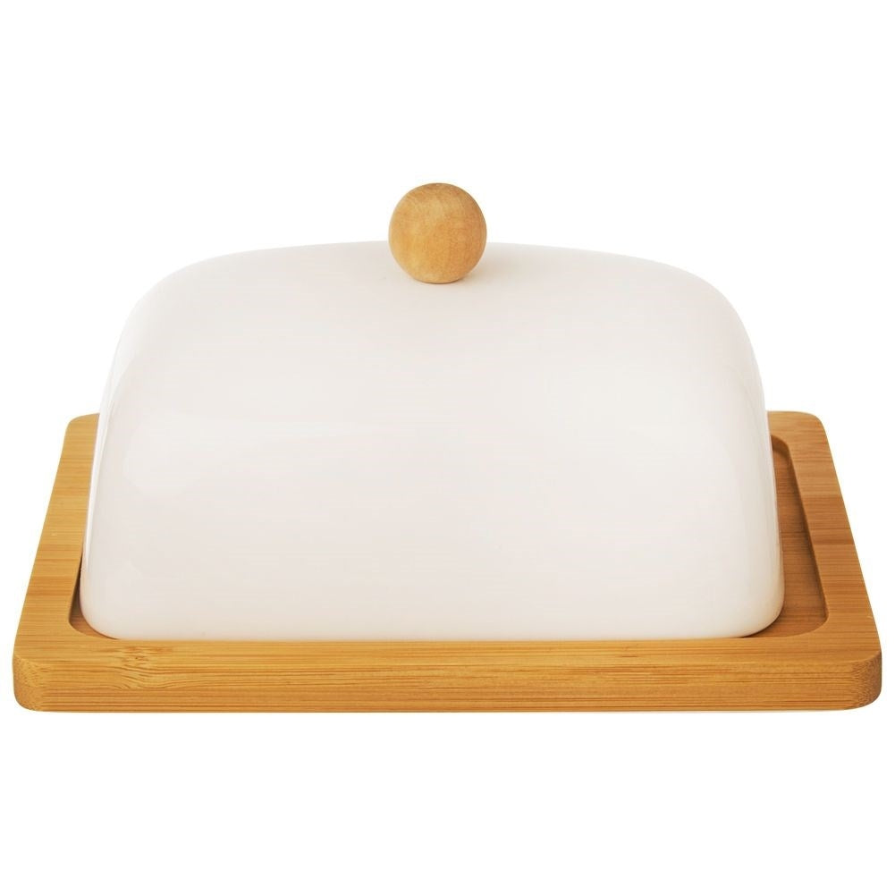 Elegant Butter Change in Porcelain and Bamboo